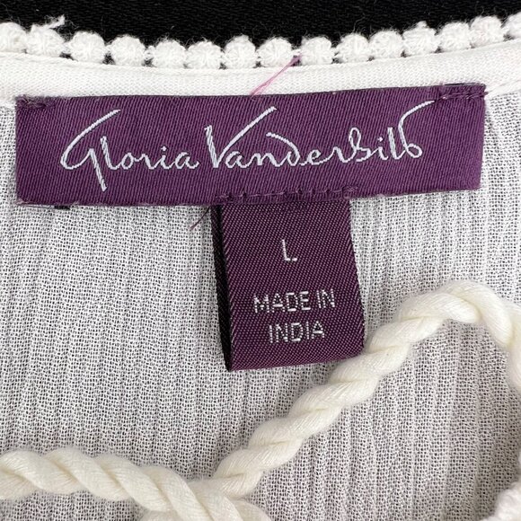 Gloria Vanderbilt Womens Peasant Blouse L Lace Trim Bell Sleeves Cotton Modal Bl - Picture 3 of 8